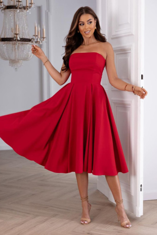 Beauty gorsetowa czerwona sukienka midi