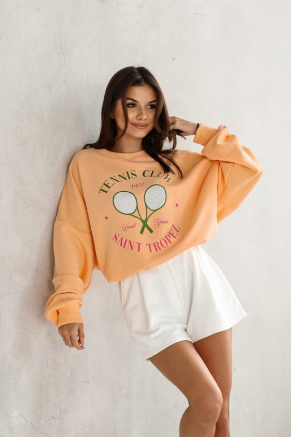 Bluza dresowa bawełniana tennis club saint tropez morelowa