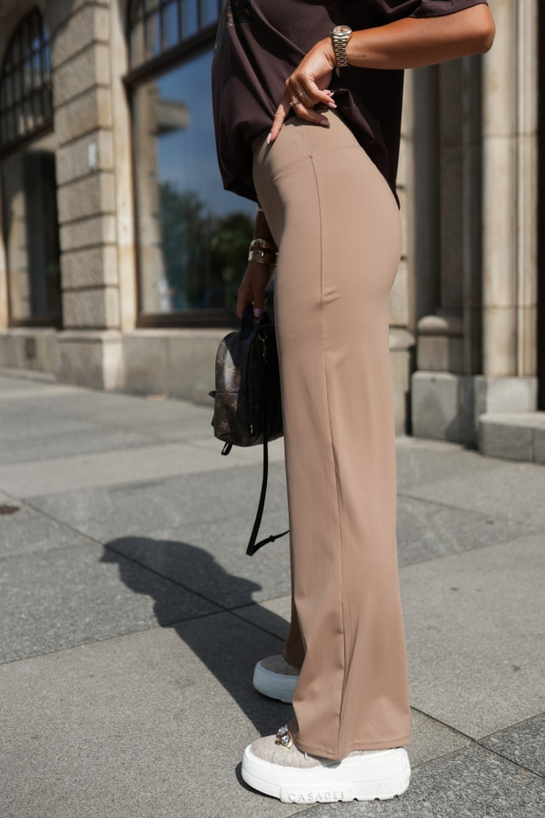 Spodnie legginsy luxury z wysokim stanem brązowe