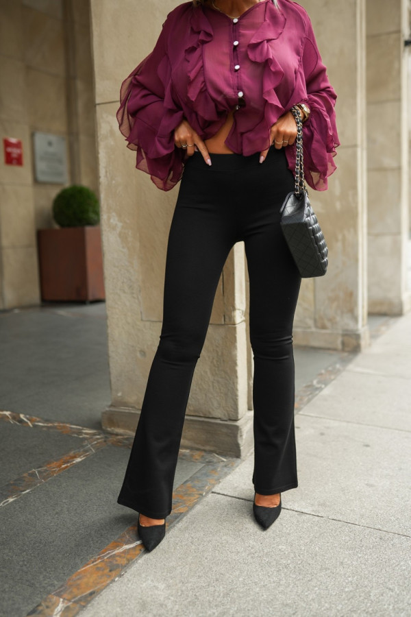 Spodnie legginsy z wysokim stanem z komfortową gumą w pasie czarne