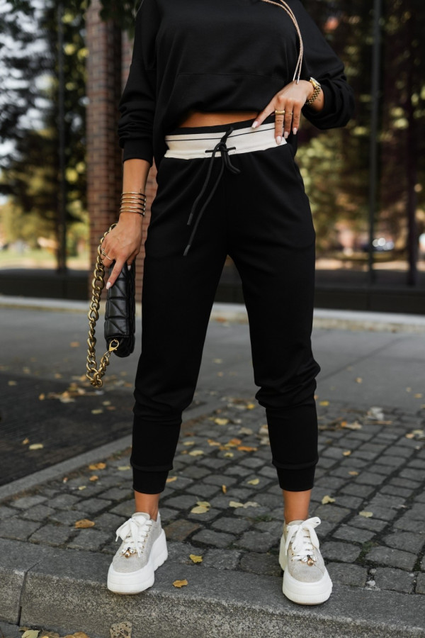 Spodnie dresowe ricky z wiskozy ze ściągaczem czarne