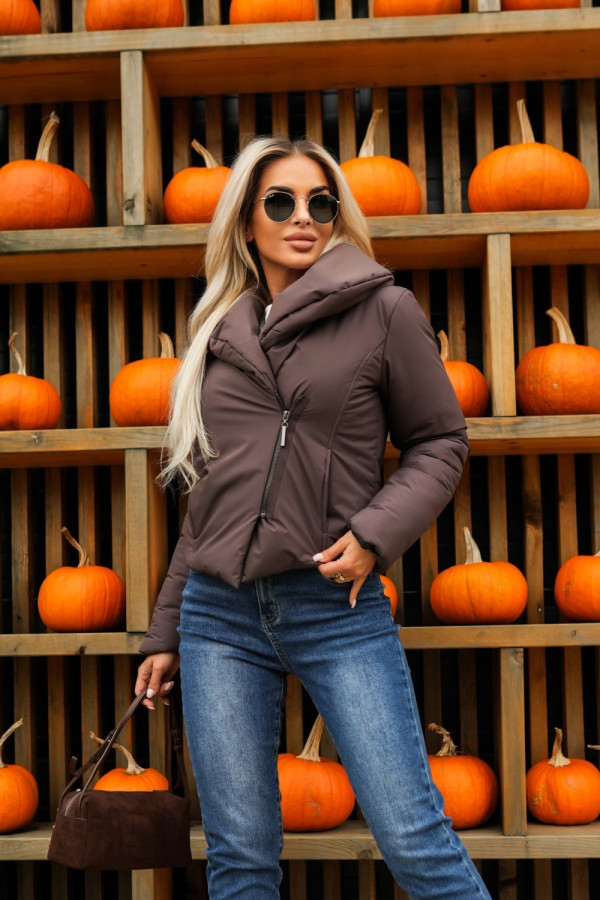 Kurtka zimowa arctic z kołnierzem czekoladowa