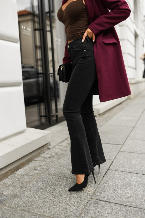 Spodnie jeansowe dzwony ze średnim stanem czarne