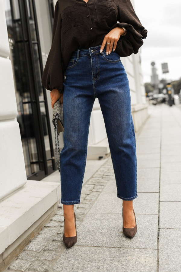 Spodnie jeansowe z wysokim stanem balloon granatowy jeans