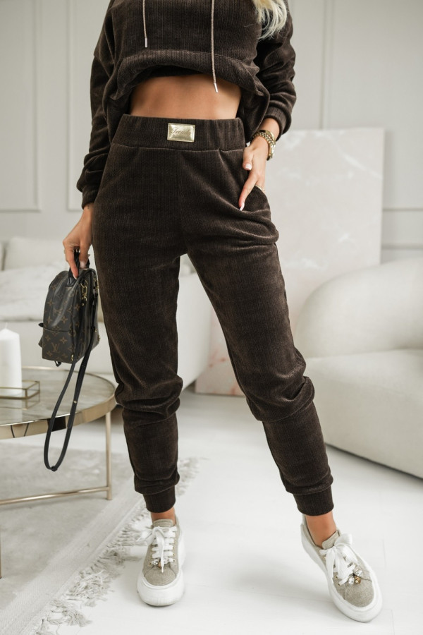 Spodnie dresowe tiago z warkoczowym splotem czekoladowe