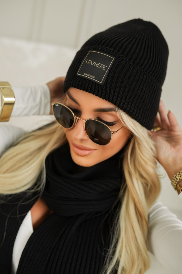 Czapka dzianinowa z wełną czarna