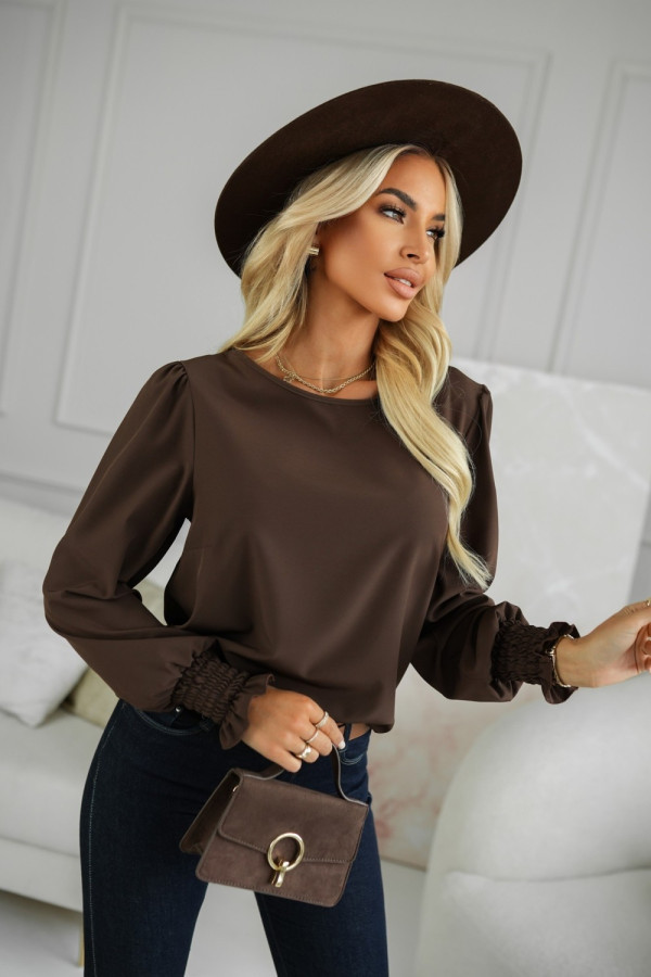 Koszula penelope ze ściągaczami na rękawach czekoladowa