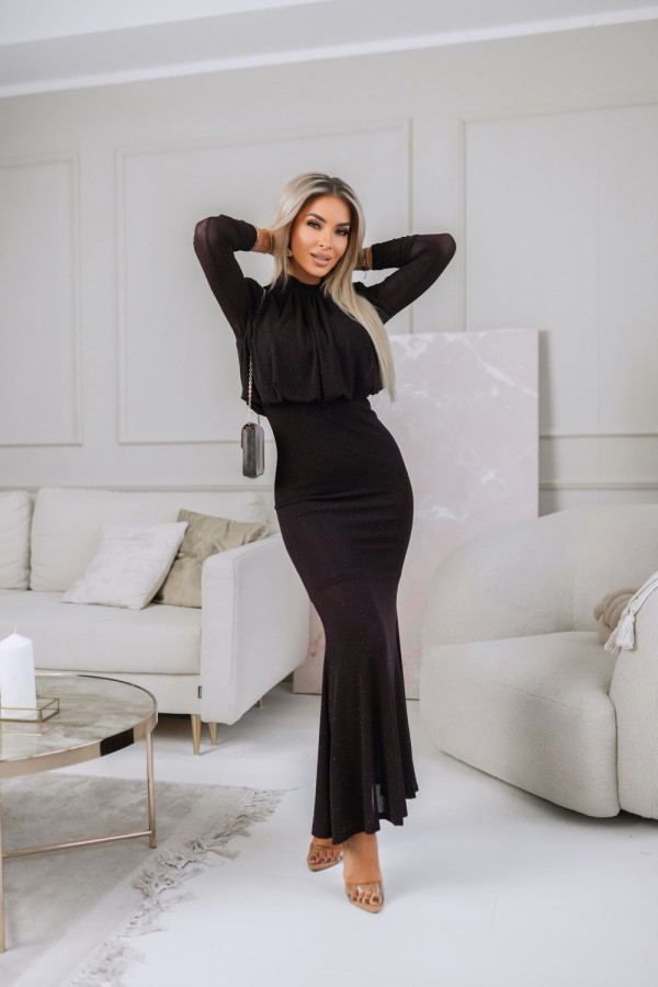 Sukienka maxi bianca zdobiona cekinami fioletowa