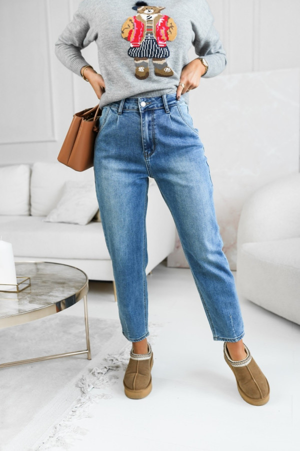 Spodnie jeansowe o kroju balloon z wysokim stanem niebieski jeans