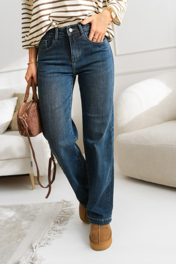 Spodnie jeansowe z prostą nogawką niebieski jeans
