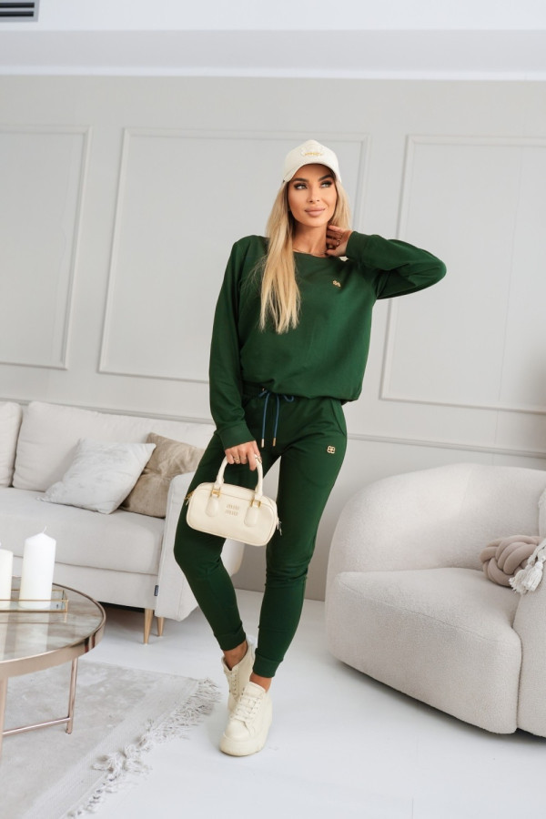 Komplet dresowy bawełniany bluza oversize + spodnie z elastyczną gumą szmaradgowy