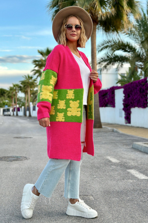 Kardigan w misie bear fuksja