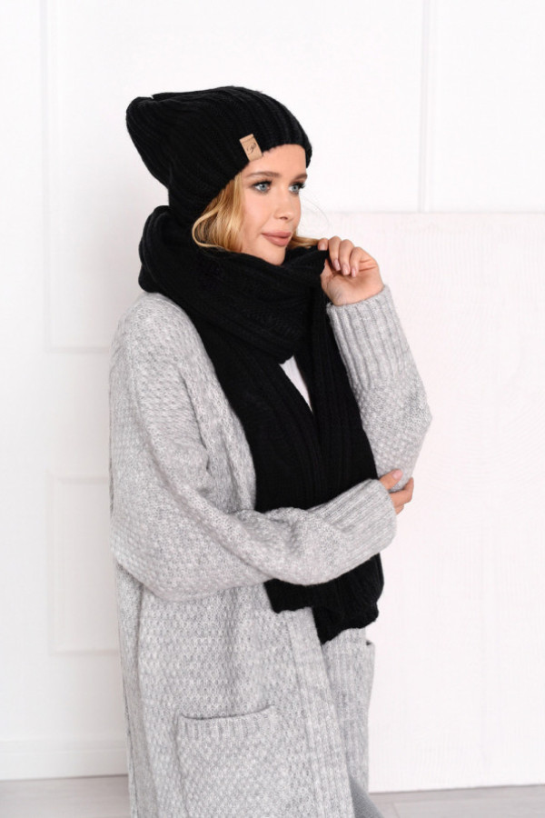 Komplet cosy czapka + szal czarny