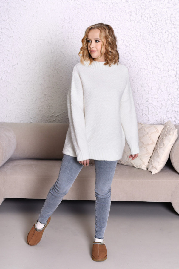 Sweter z półgolfem ryżyk ecru