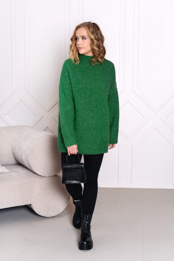 Sweter z półgolfem ryżyk zielony