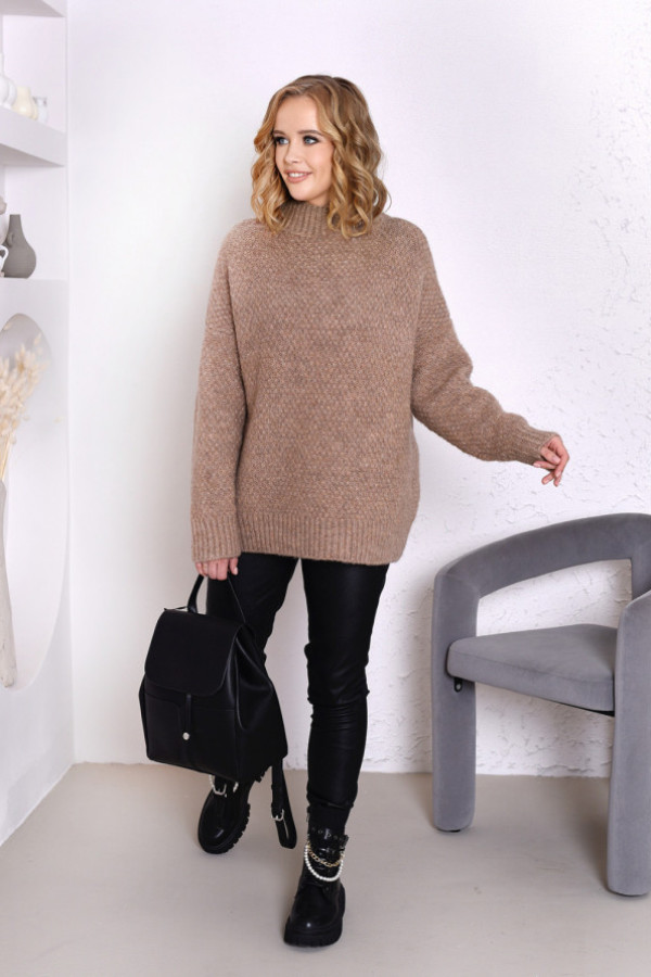 Sweter z półgolfem ryżyk latte