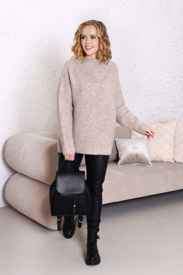 Sweter z półgolfem ryżyk beż