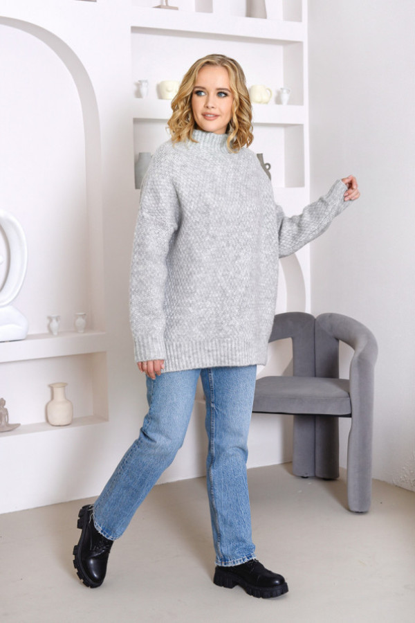 Sweter z półgolfem ryżyk szary