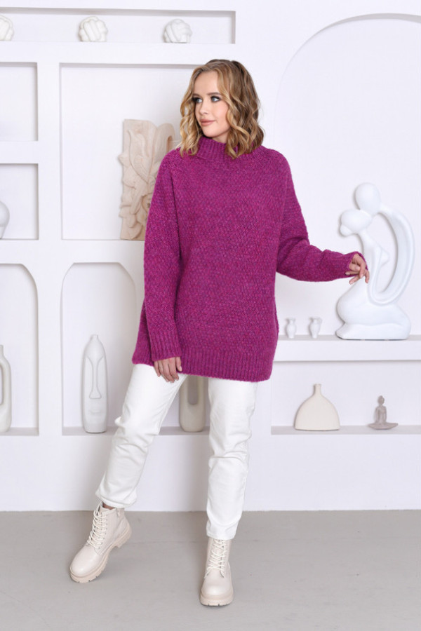 Sweter z półgolfem ryżyk amarant