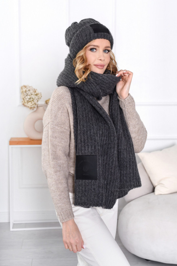 Komplet mari czapka + szal grafit