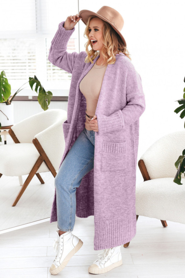 Długi kardigan gloria lila