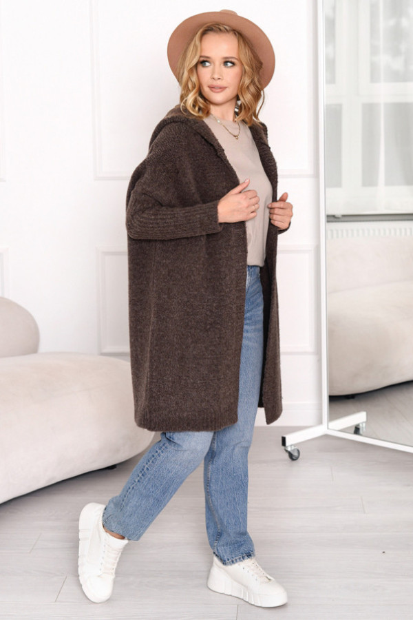 Kardigan z kapturem emma ciemne kakao