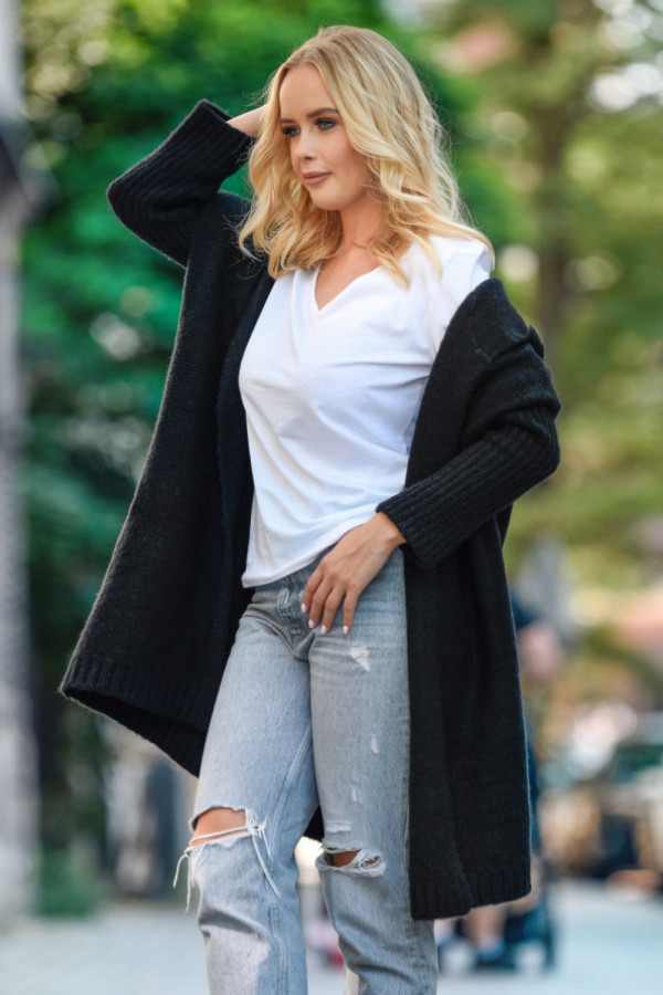 Kardigan z kapturem emma czarny