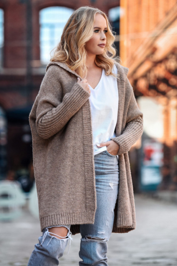 Kardigan z kapturem emma latte