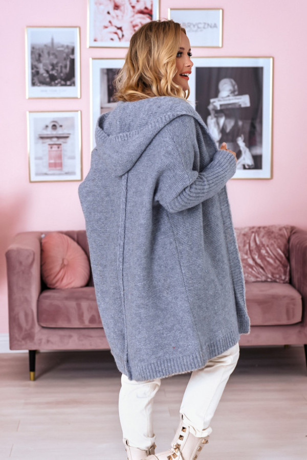 Kardigan z kapturem emma ciemny szary