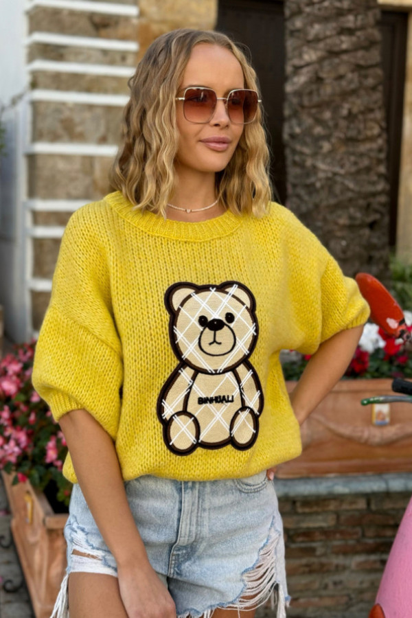 Sweter z misiem bruno cytryna