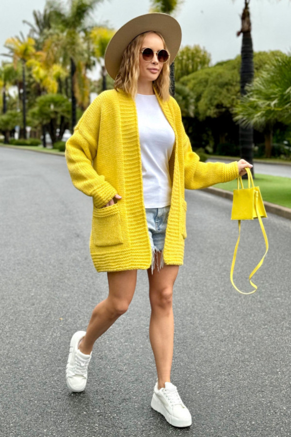 Kardigan oversize z kieszeniami diana cytryna