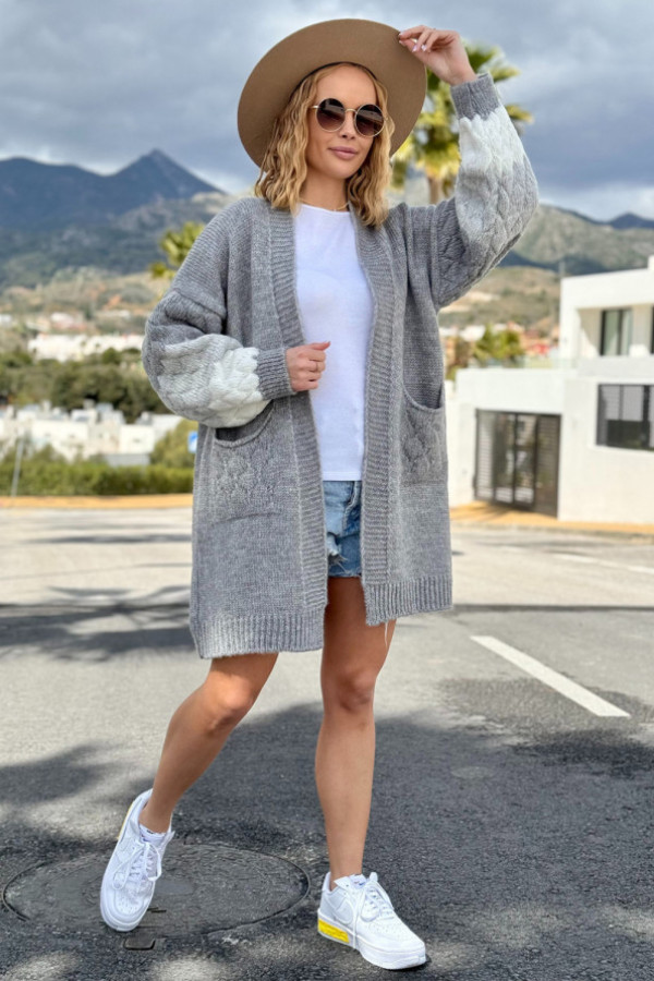 Kardigan oversize z kieszeniami clara ciemny szary