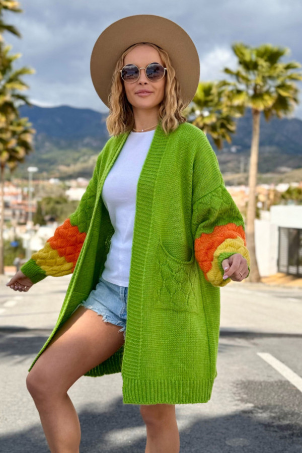 Kardigan oversize z kieszeniami clara trawa