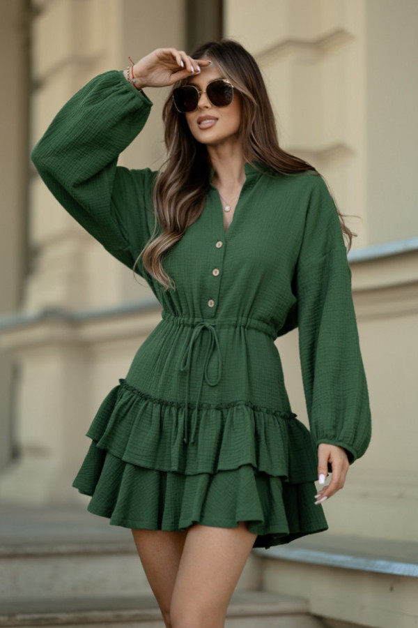 Muślinowa sukienka z falbankami susan zielona