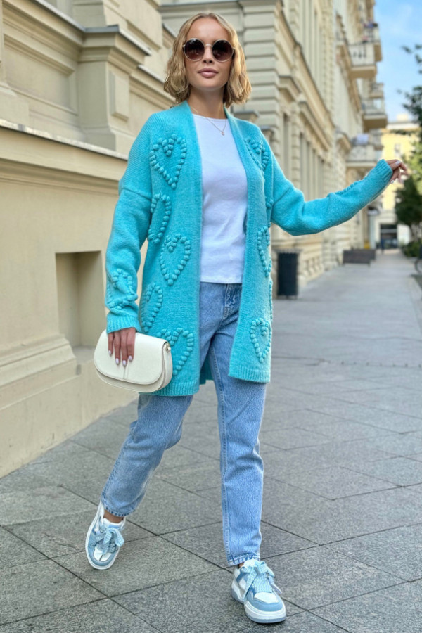 Kardigan w serduszka heart niebo