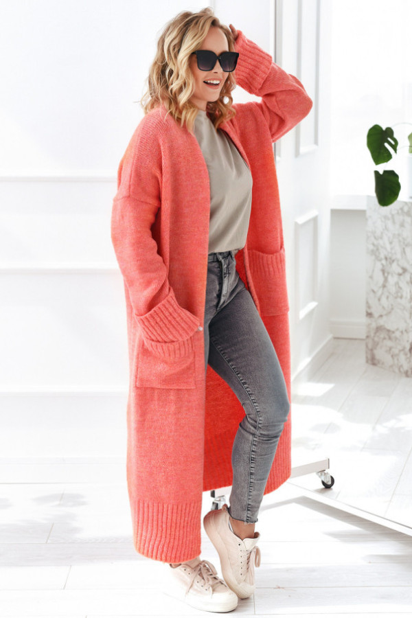 Długi kardigan gloria koral