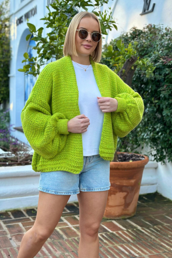 Krótki kardigan oversize valentina limonka