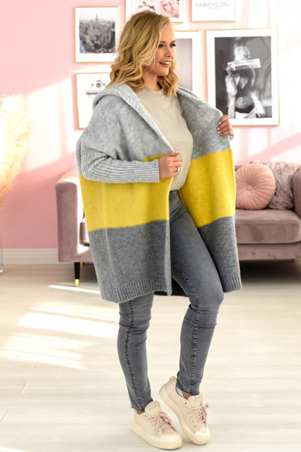 Kardigan trio szary/cytryna