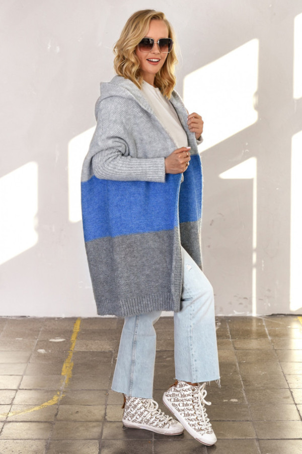 Kardigan trio szary/niebieski