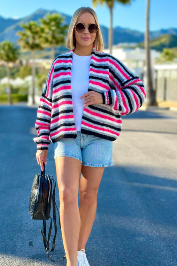 Krótki kardigan pinacolada czarny-ciemny szary