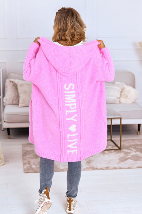 Kardigan z napisem simply baby róż