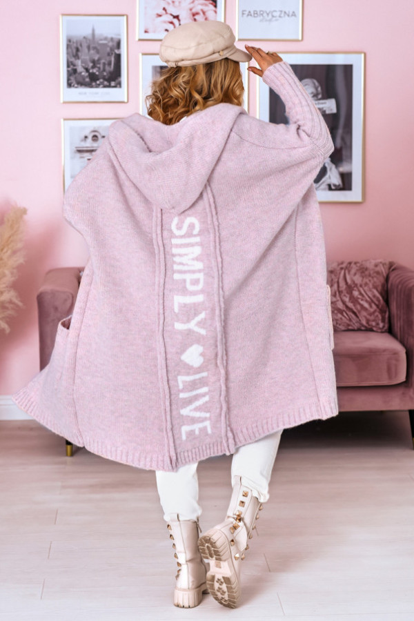 Kardigan z napisem simply róż