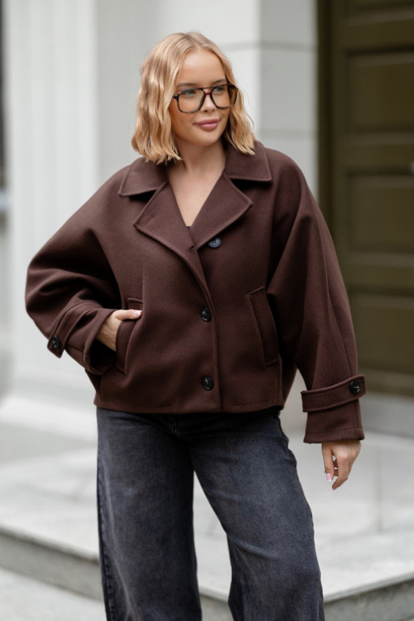 Krótki płaszcz eline czekolada