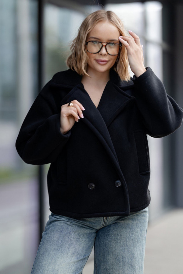 Krótki płaszcz alva czarny