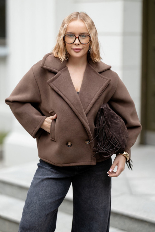 Krótki płaszcz alva czekolada