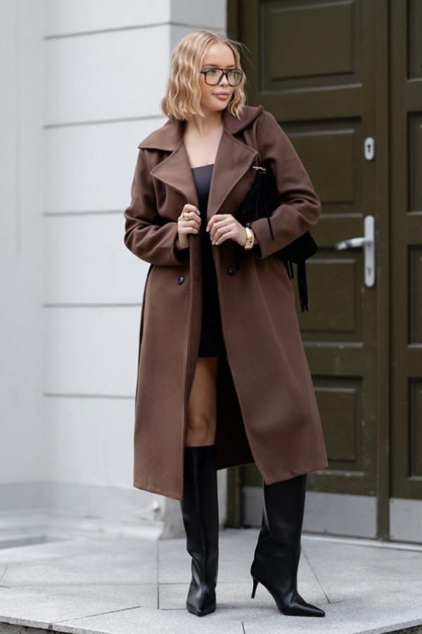 Długi płaszcz frida czekolada