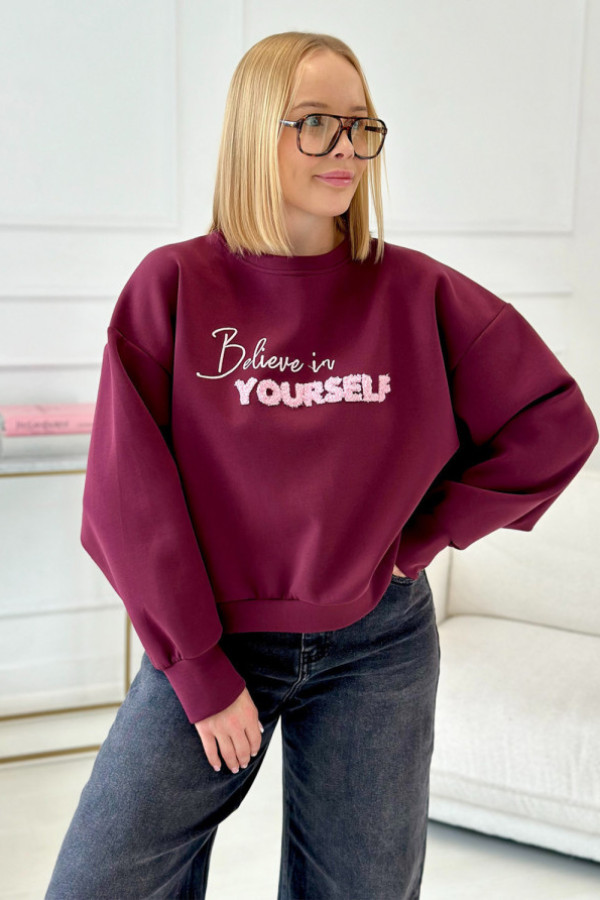 Bluza oversize believe burgund