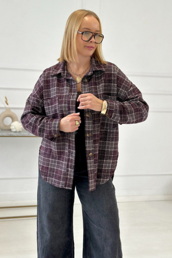 Koszula w kratę boston śliwka