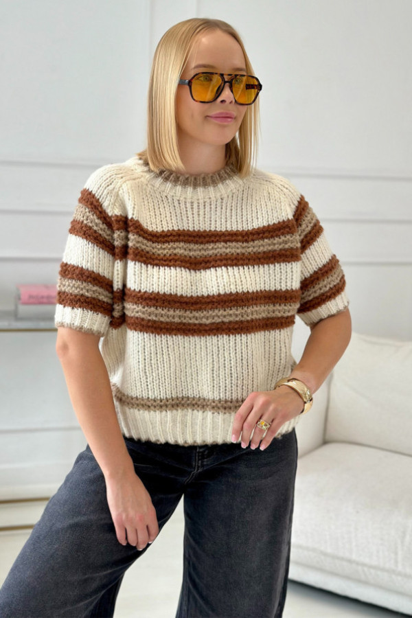 Sweter oversize w paski dalia karmel