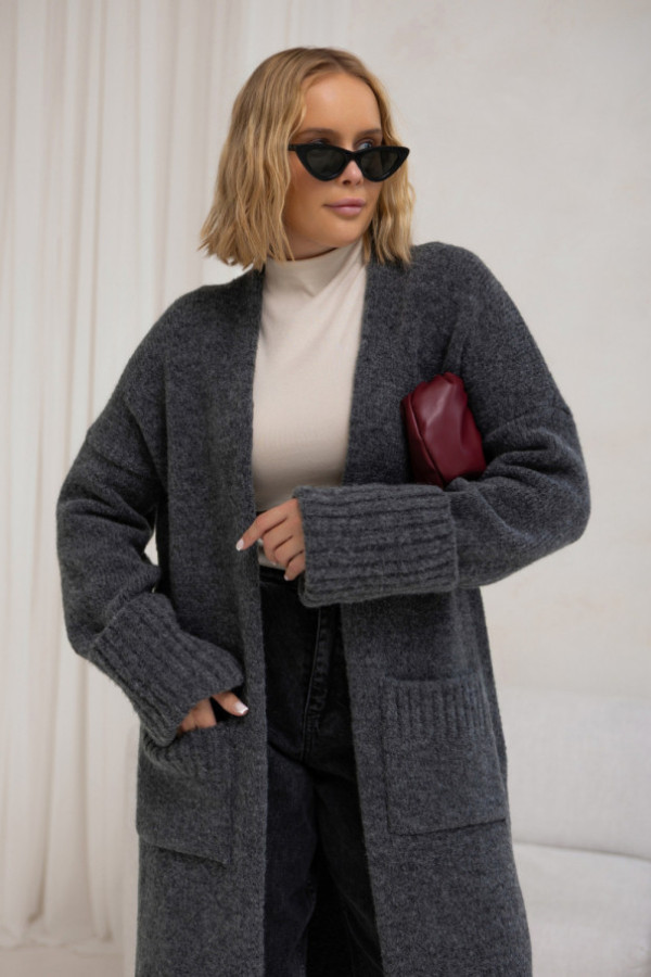 Długi kardigan gloria grafit